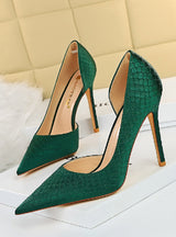 Snake Silk High Heel Shoes