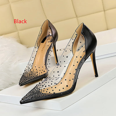 Transparent Pointed Hollow Rhinestone Shoes