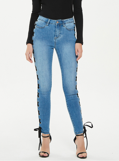 Crossed Straps Foot Slim Jeans