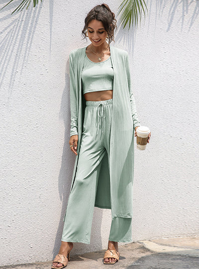 Loose Temperament Vest Wide Leg Tthree-piece Set