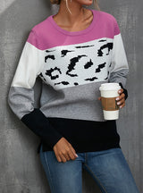 Leopard Print Color Matching Turtleneck Sweater