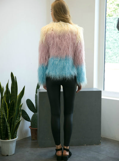 Fur Like Coat With Long Sleeves Short Coat