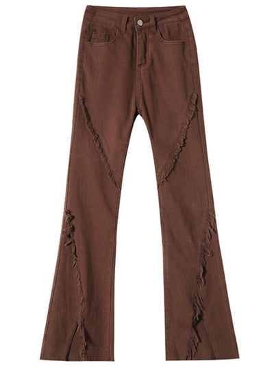 High Waist Flared Pants Split Jeans