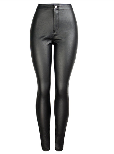 Black PU Leather High Waist Pants