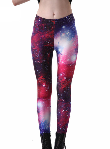 Purple Leggings Space Printed Pants Milk Leggings 