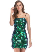 Nightclub Sling Backless Green Sequined Dress