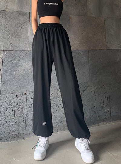 Woman High Waist Drawstring Loose Slim Trousers