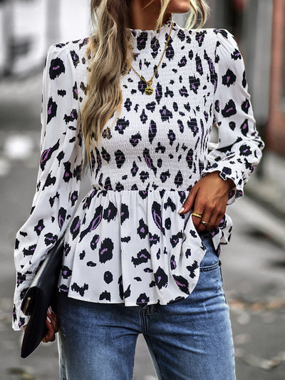 Round Neck Shirt Long Sleeve Flower Shirt