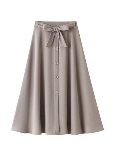 High Waist Bow Tie Big Swing Skirt