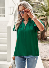 Women Short-sleeved Ruffled Shirt