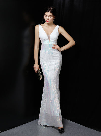 Women Sequins Sleeve Prom Dress