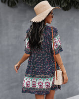 Bohemian Style Print Short Dress