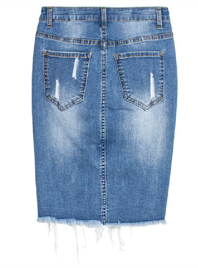 Slim-fit Jeans Pierced Tassel Skirt