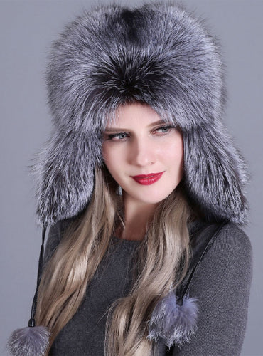 Fox Fur Warm Ladies Hat Winter