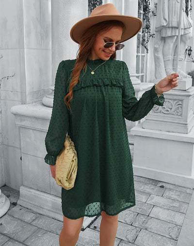 Jacquard Wool Ball Flowing Dress