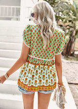 V-neck Short-sleeved Printed Shirt