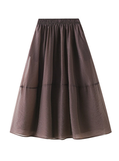 Cicada Gauze Stitching Big Swing Skirt