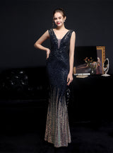 Long Sequined Queen Fishtail Evening Dress