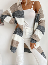 Knitted Cardigan Striped Color Matching Coat