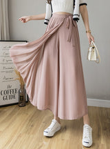 Women Pleated Chiffon Trousers Plus Size High Waist Pants