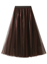 Long High Waist Gauze Pleated Skirt