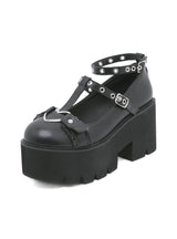 Love Buckle Cross Wings Retro Platform Shoes