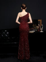 One Shoulder Sequins Party Evening Dress