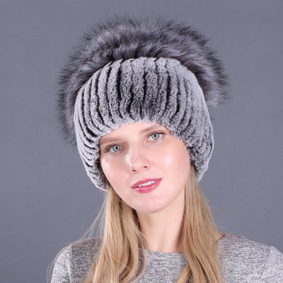 Rabbit Fur Hat Female Winter Rex Fur Winter