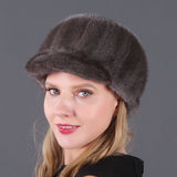 Mink Fur Hat Ladies Warm Winter Cap