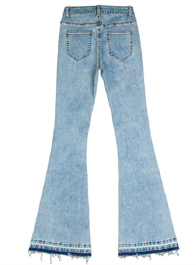 Wide-leg Pants Embroidered Horn Jeans