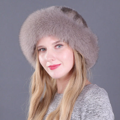 Mink Fur Hat With Fox Brim Fashion Hat