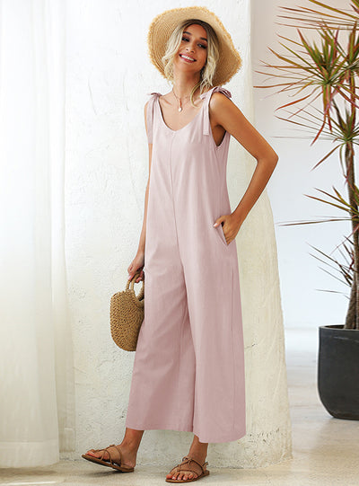 Loose Straight One-piece Bib Pants