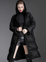 Long Over-the-knee Padded Hooded Down Jacket