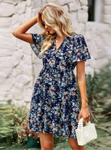 Summer V-neck printed Dress