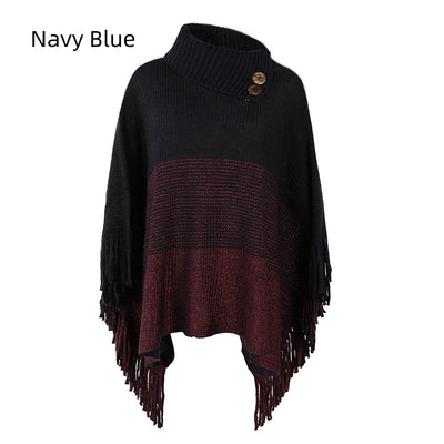 Fringe Knitted Sweater Cape Shawl