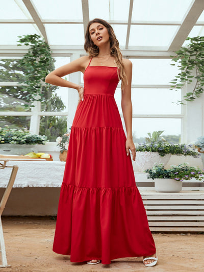 Large Swing Straps Long Dress