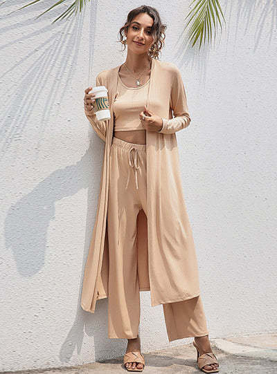 Loose Temperament Vest Wide Leg Tthree-piece Set