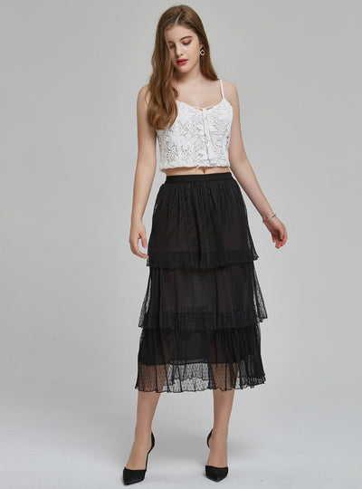 Women Pleated Skirt A Mesh Cake Skirt