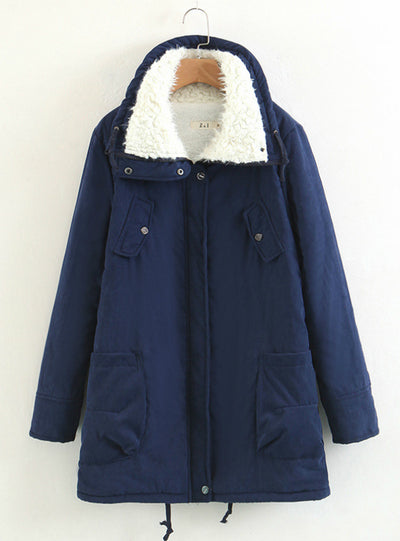 Long Cotton-padded Jacket Warm Cclothes With Hat