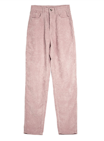 Straight Thick Grain Pink Corduroy Pant