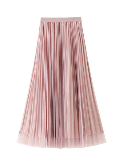 Long Pleated High Waist Skirt