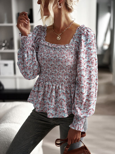 Casual Square Collar Long Sleeve Shirt