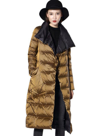 Women Double Sided Down Long Jacket Winter