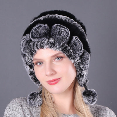 Thick Warm Ear Fur Rex Rabbit Fur Hat