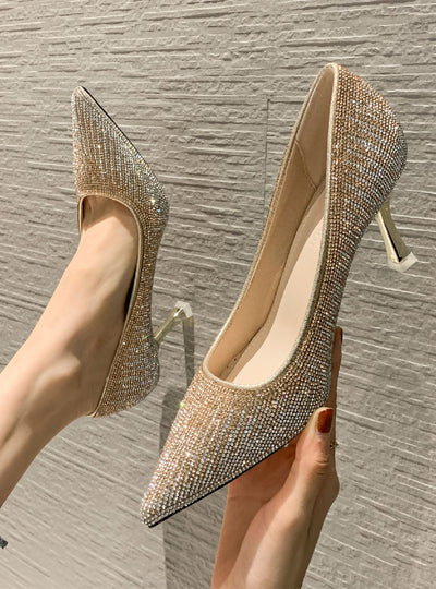 Shallow-pointed Rhinestone Shoes