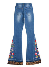 Embroidered Leopard Print Jeans