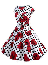 White Point Red Flower Vintage Dress