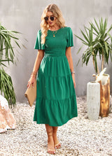 Round Neck Holiday Slim Waist Dress