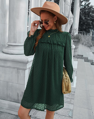 Jacquard Wool Ball Flowing Dress