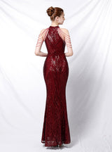 Hook-up Drill Sequined Fishtail Evening Dress